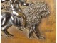 Bas-relief sculpture bronze plate Cupid lion quiver XIXth century