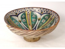 Polychrome ceramic Mokhfia cut dish Tortoise Tronja Morocco Fez XIXth