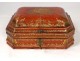 Louis XV wig box red lacquered wood gilding birds arabesques eighteenth