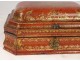 Louis XV wig box red lacquered wood gilding birds arabesques eighteenth