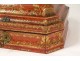 Louis XV wig box red lacquered wood gilding birds arabesques eighteenth