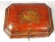Louis XV wig box red lacquered wood gilding birds arabesques eighteenth