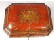 Louis XV wig box red lacquered wood gilding birds arabesques eighteenth