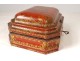 Louis XV wig box red lacquered wood gilding birds arabesques eighteenth