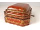 Louis XV wig box red lacquered wood gilding birds arabesques eighteenth