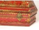 Louis XV wig box red lacquered wood gilding birds arabesques eighteenth