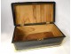 Camphor trunk trunk green leather golden brass XIXth century