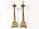 Pair of large gilded bronze altar spike candles Sacré-Coeur XIXth