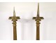 Pair of large gilded bronze altar spike candles Sacré-Coeur XIXth