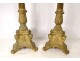 Pair of large gilded bronze altar spike candles Sacré-Coeur XIXth