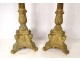 Pair of large gilded bronze altar spike candles Sacré-Coeur XIXth