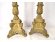 Pair of large gilded bronze altar spike candles Sacré-Coeur XIXth