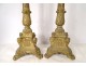 Pair of large gilded bronze altar spike candles Sacré-Coeur XIXth