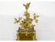 Large Louis XV decorative cartel Vernis Martin gilded bronze birds XIXth