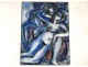 Small painting on enamel Jean Jacques Deschamps couple naked woman twentieth