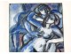 Small painting on enamel Jean Jacques Deschamps couple naked woman twentieth