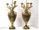 Pair of baluster vases, gilded bronze marble lamps, flowers Napoleon III nineteenth