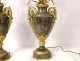 Pair of baluster vases, gilded bronze marble lamps, flowers Napoleon III nineteenth