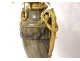 Pair of baluster vases, gilded bronze marble lamps, flowers Napoleon III nineteenth