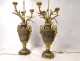 Pair of baluster vases, gilded bronze marble lamps, flowers Napoleon III nineteenth