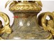 Pair of baluster vases, gilded bronze marble lamps, flowers Napoleon III nineteenth
