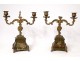 Pair of candelabra 2 lights Vernis Martin gilded bronze flowers late nineteenth