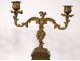 Pair of candelabra 2 lights Vernis Martin gilded bronze flowers late nineteenth