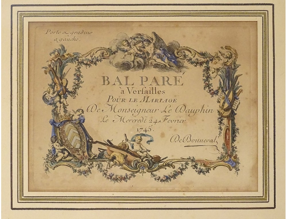 Invitation Bal Paré Versailles Marriage Grand Dauphin son Louis XV 1745 ...