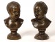 Pair of bronze sculptures John who laughs John who weeps from ap. Houdon XIXth