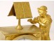 Gilt bronze clock Troubadour musician flute guitar dolphins nineteenth
