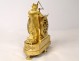 Gilt bronze clock Troubadour musician flute guitar dolphins nineteenth