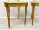 Pair of Louis XVI caned chairs carved gilded wood arrows knots late nineteenth