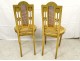 Pair of Louis XVI caned chairs carved gilded wood arrows knots late nineteenth