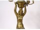 Pair of candelabra 2 lights gilded bronze women mermaids eagle white marble nineteenth