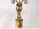 Pair of candelabra 2 lights gilded bronze women mermaids eagle white marble nineteenth