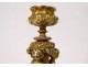 Pair of small gilt bronze candlesticks cherubs Amours Napoleon III XIXth