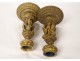 Pair of small gilt bronze candlesticks cherubs Amours Napoleon III XIXth