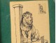 Drawing ink GF Rötig lion sitting twentieth century