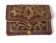 18th century embossed leather purse silver thread flowers