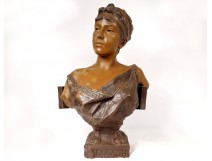 Sculpture bust woman Galatée Emmanuel Villanis Blot Art Nouveau XIXth