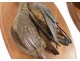Pair of sculptures of hunting trophies birds woodcock partridge terracotta 19th
