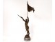 Bronze sculpture Joan of Arc armor sword Gustave Dussart marble twentieth century