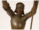 Bronze sculpture Joan of Arc armor sword Gustave Dussart marble twentieth century