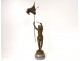 Bronze sculpture Joan of Arc armor sword Gustave Dussart marble twentieth century