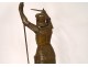 Bronze sculpture Joan of Arc armor sword Gustave Dussart marble twentieth century