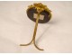 Miniature hair work monogram oval frame gilded brass knot 1900