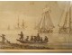 Marine drawing G. Groening Dutch landing boats 18th century Netherlands