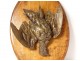 Hunting trophy bronze sculpture bird partridge nineteenth wood medallion