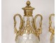 Pair of large cut crystal casseroles gilded bronze swans garlands nineteenth