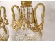 Pair of large cut crystal casseroles gilded bronze swans garlands nineteenth